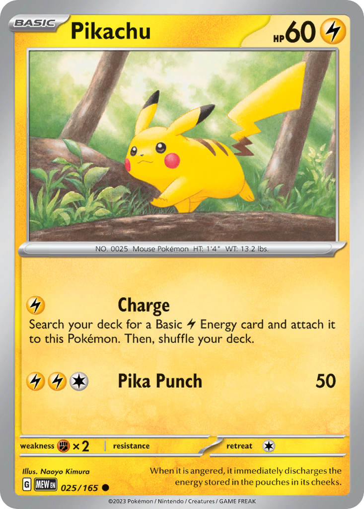 Pokémon Scarlet And Violet 151 025/165 Pikachu Common Single Card