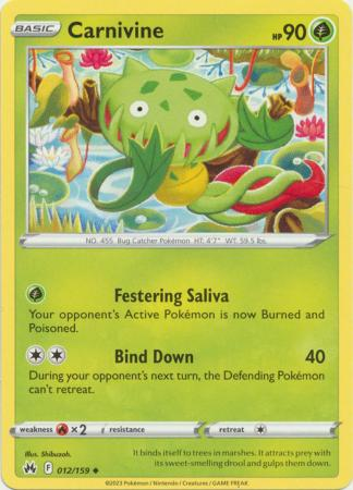 Pokémon Crown Zenith 012/159 Carnivine Common Single Card