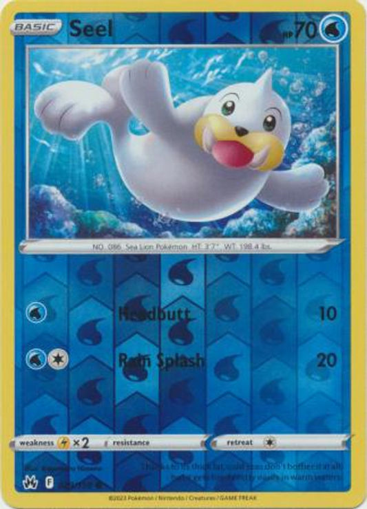 Pokémon Crown Zenith 029/159 Seel Common Reverse Holo Single Card