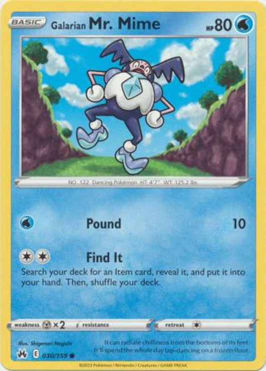 Pokémon Crown Zenith 030/159 Mr. Mime Common Single Card