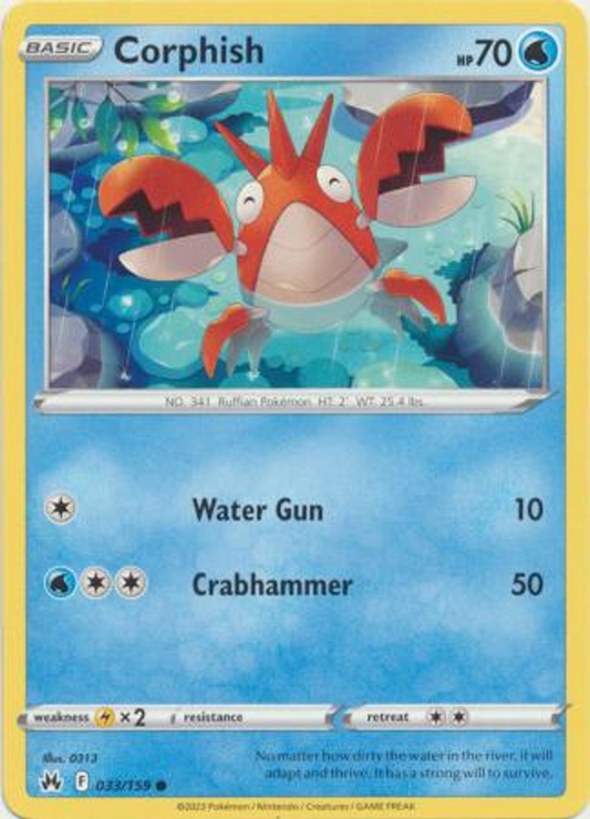 Pokémon Crown Zenith 033/159 Corphish Common Single Card