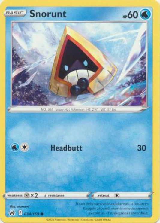 Pokémon Crown Zenith 034/159 Snorunt Common Single Card