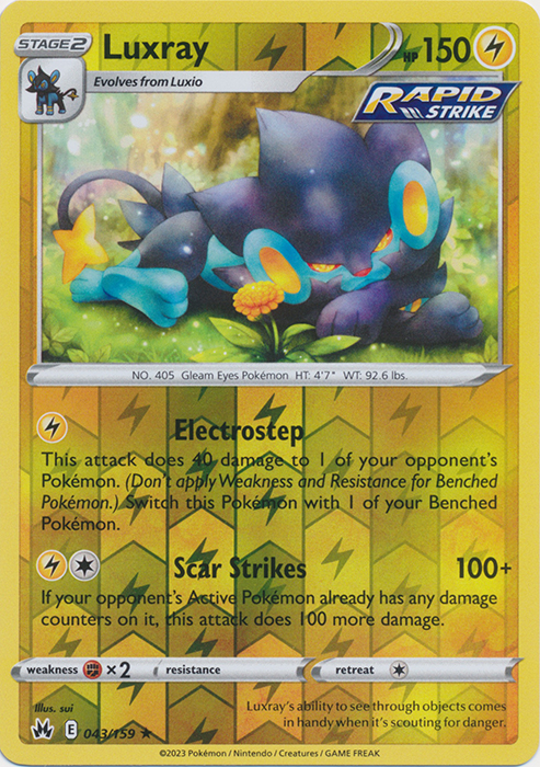 Pokémon Crown Zenith 043/159 Luxray Rare Reverse Holo Single Card