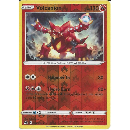 Pokémon Crown Zenith 026/159 Volcanion Rare Reverse Holo Single Card