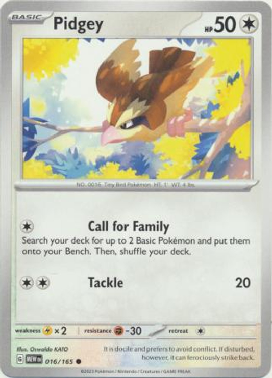 Pokémon Scarlet And Violet 151 016/165 Pidgey Common Single Card