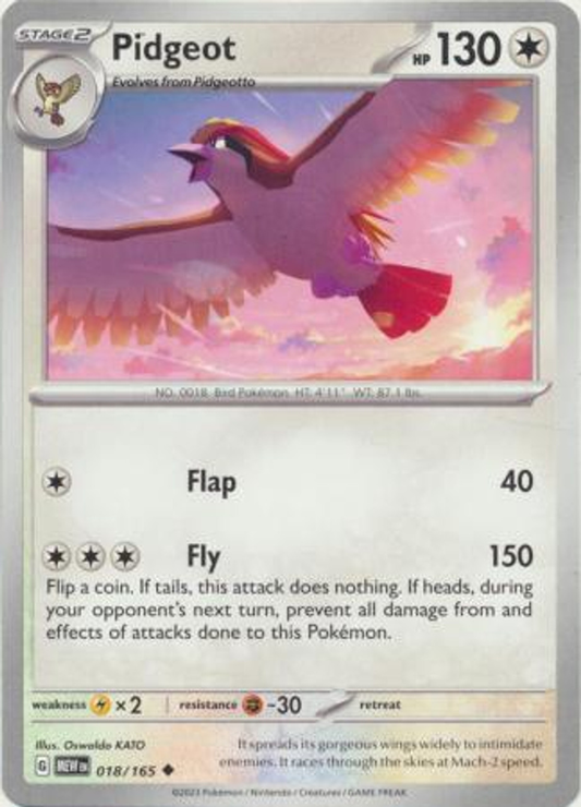 Pokémon Scarlet And Violet 151 018/165 Pidgeot Uncommon Single Card