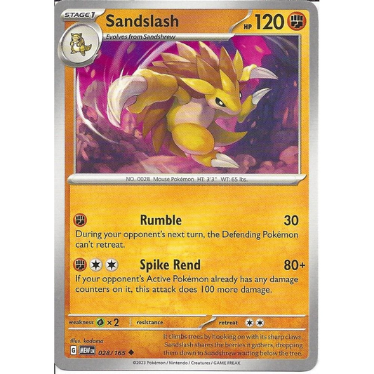 Pokémon Scarlet And Violet 151 028/165 Sandslash Uncommon Single Card
