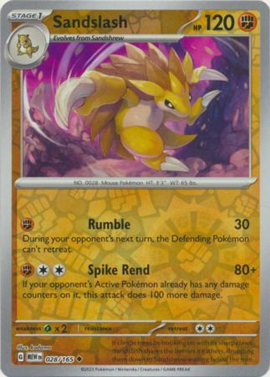 Pokémon Scarlet And Violet 151 028/165 Sandslash Reverse Holo Uncommon Single Card