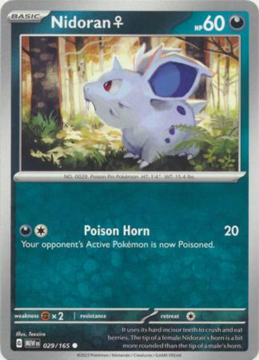 Pokémon Scarlet And Violet 151 029/165 Nidorana Uncommon Single Card